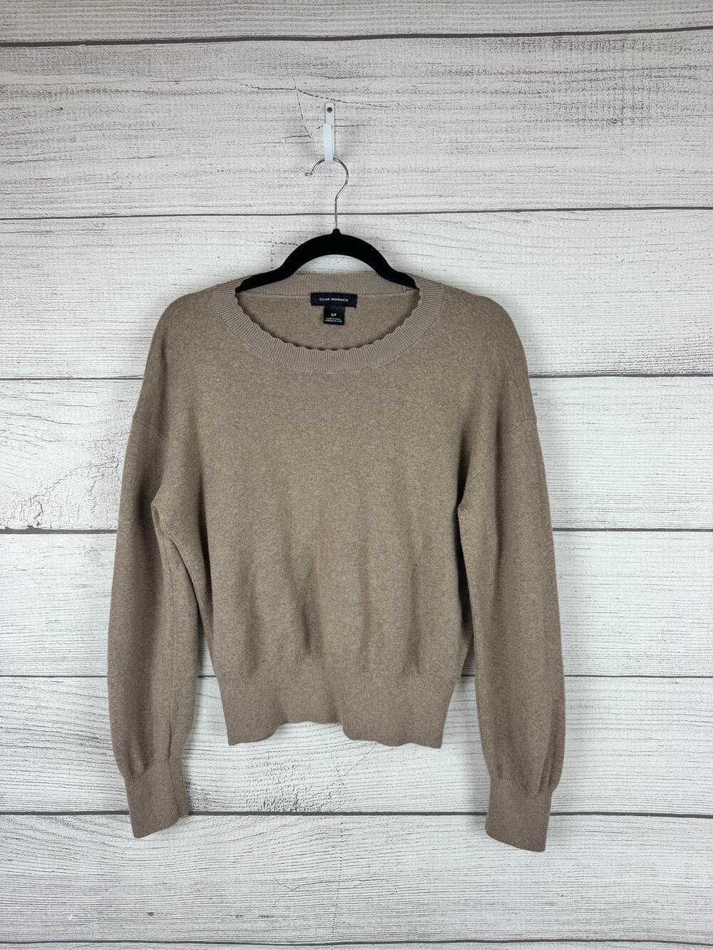 Club Monaco Women's Tan Knit Crew Sweater Size Small